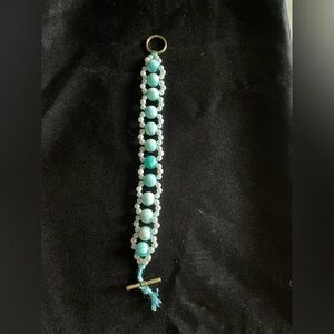Elegant Turquoise and White Beaded Bracelet